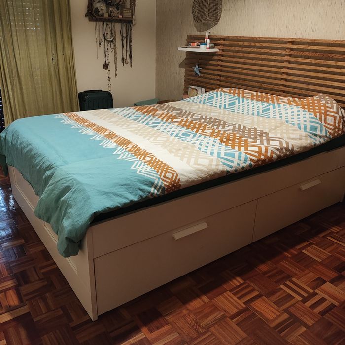 Cama IKEA BRIMNES 140x200 + Colchão | 4 Gavetas | Excelente Estado