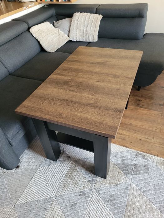 STÓŁ/ŁAWA rozkładana i podnoszona Dąb Brązowy/Czarny Mat