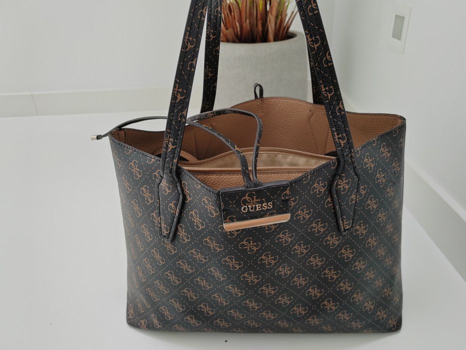 Mala Guess Shopper castanha original com bolsa interior