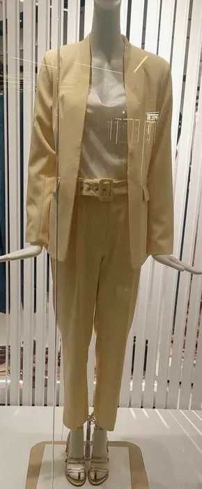 Zestaw żakiet spodnie garnitur damski Mohito jasnożółty 38 rozm