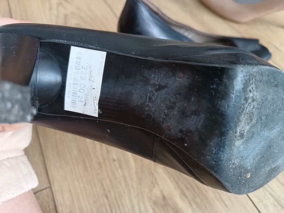 Czarne szpilki na platformie buty na obcasie ryłko 38