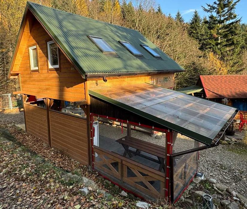 Dom drewniany całoroczny 6 x 7 m, do przeniesienia - BDB stan - okazja
