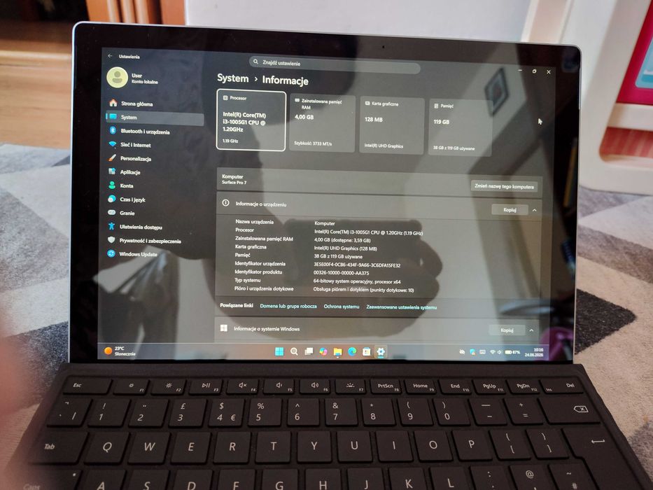 Microsoft SURFACE PRO 7 12,3'' i3-10th, 128 GB, WIN11, tablet 2w1
