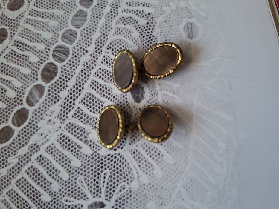 Spinki do mankietów koszuli masa perłowa vintage