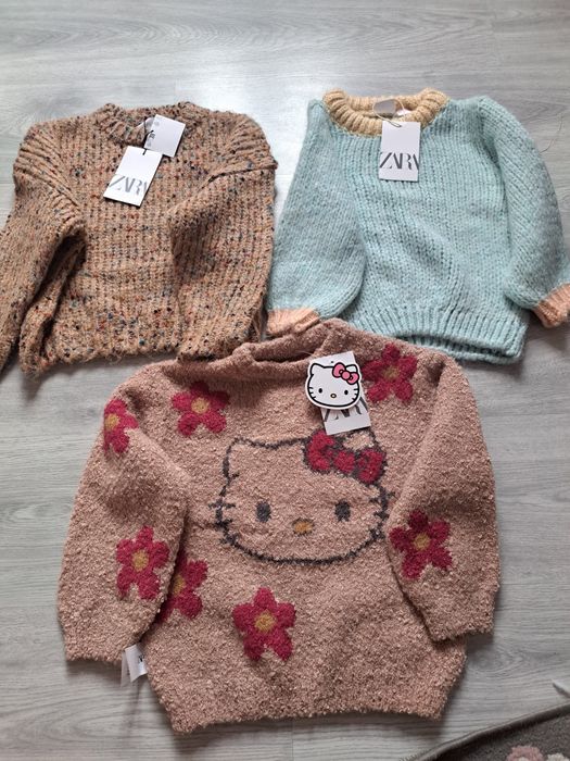 Zestaw paka seterki sweter 110 Zara zima hello kity