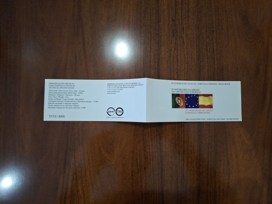 Moedas Prata Proof (20⁰ Aniv. Adesão às Comunidades Europeias)