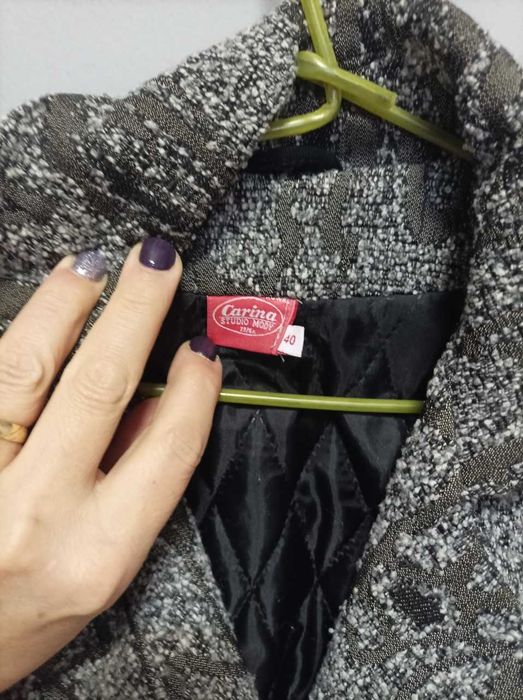 Elegancki kobiecy płaszcz w a'la panterkę z ociepleniem 40/42