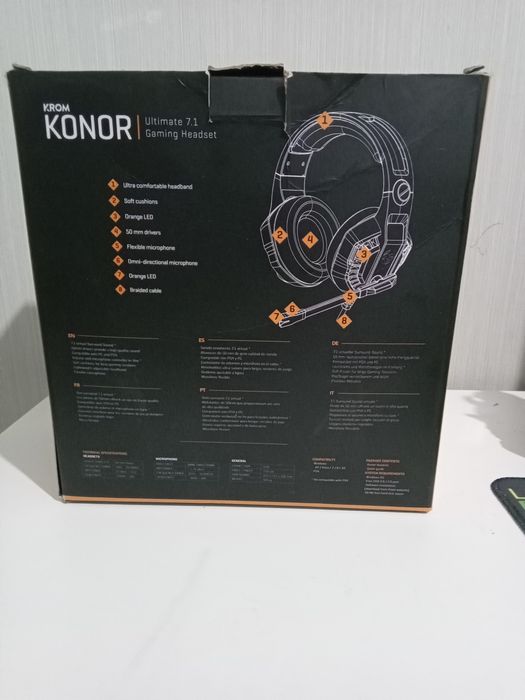 Headset gaming KROM Konor Ultimate 7.1 - NOVO na caixa (PS4/PC)