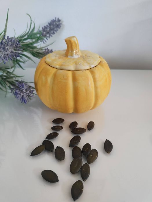 Dynia ozdobna z gipsu, handmade, pojemnik na pestkii
