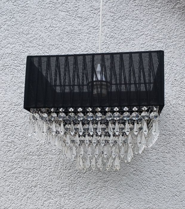 Lampa wisząca- czarna z kryształkami