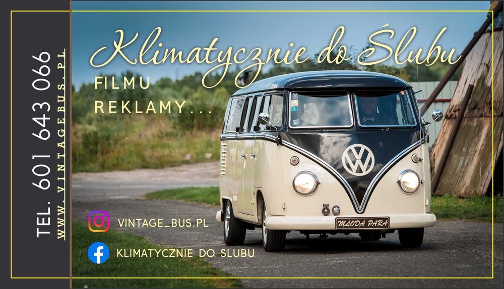 Klimatycznie do Ślubu, zabytkowy klasyczny samochód boho vintage vw T1