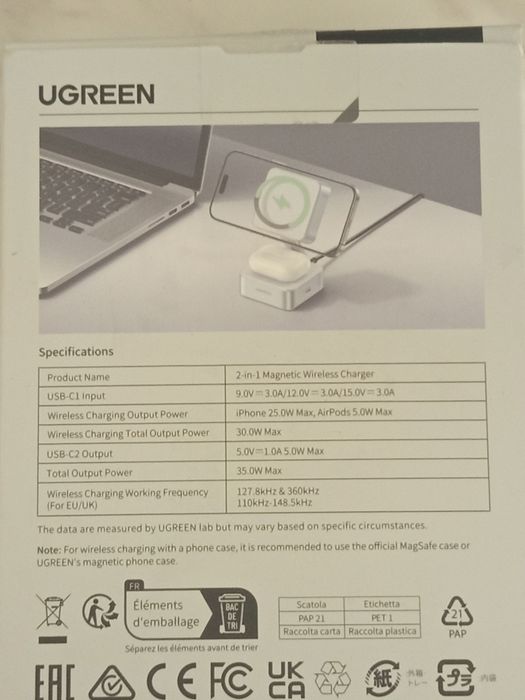 Ładowarka UGREEN MagFlow 2-in-1 | Qi2 MagSafe 25W | Ultra-Szybka