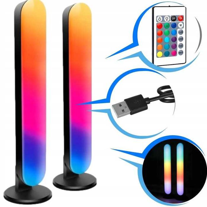2x Listwy inteligentne świetlne LED do TV PC LAMPKA LED NA BIURKO RGB