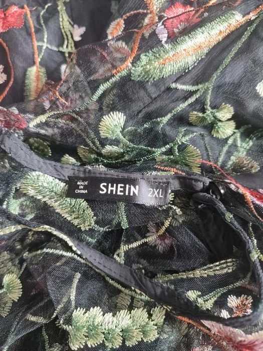 Sukienka siateczka hafty kwiaty łąka Shein 44/46