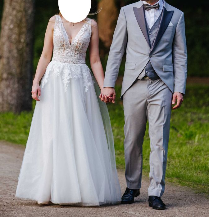 Szary Garnitur / Smoking na Ślub - Pan Młody