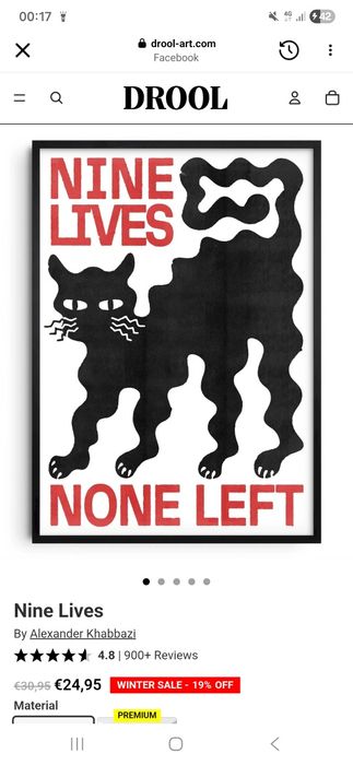 Poster Gato- Nine Lives - None Left (NOVO)