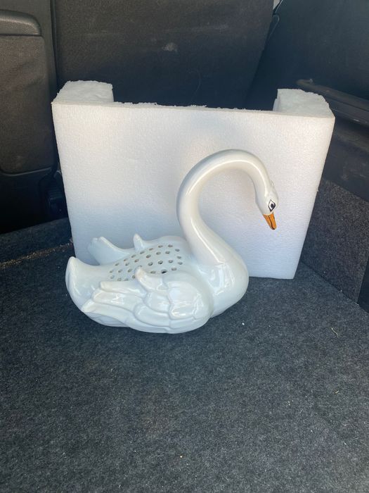 Floreira Cisne Faiança Portuguesa antiga 28 cm
