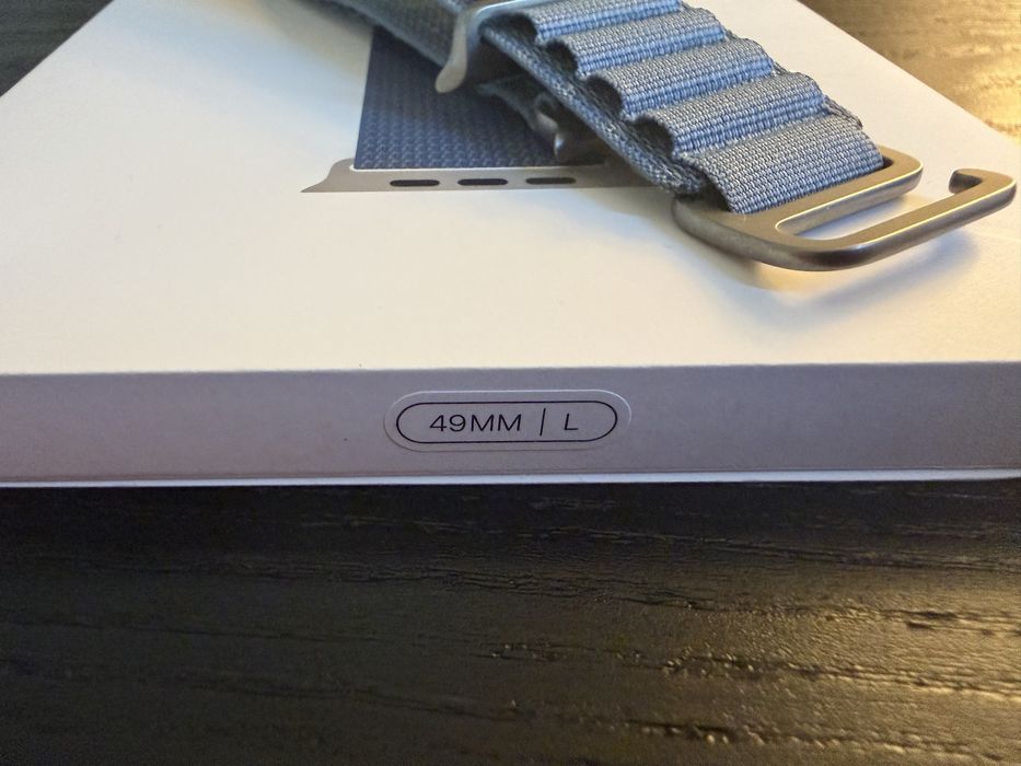 Pasek do Apple Watch Alpine Loop Light Blue Large Natural Titanium