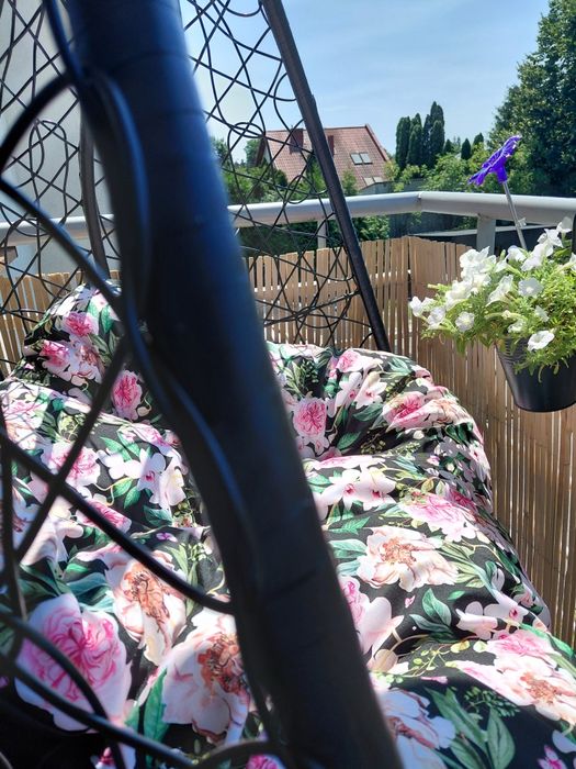 Fotel wiszący kokon ogród balkon taras huśtawka czarny
