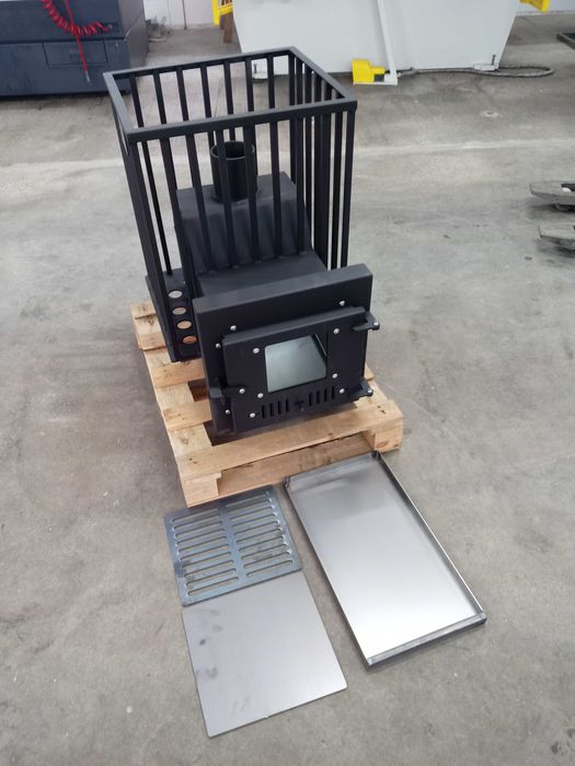 Piec tunelowy do sauny opalany drewnem, zewnętrzny 8-20m3