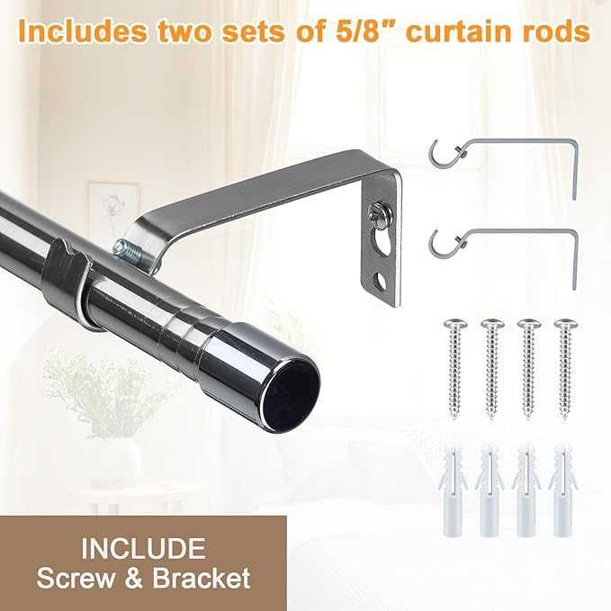 8l760. Regulowany karnisz metalowy na zasłonę z uchwytami 78 - 116cm