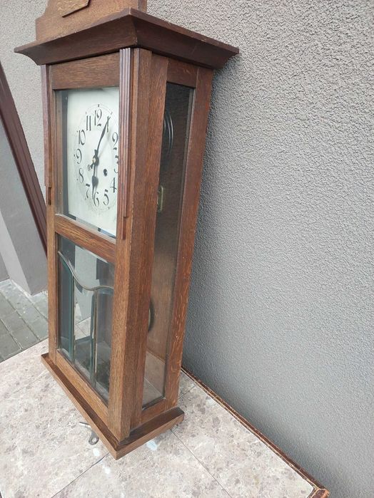 Stary zegar ścienny gabinetowy PHS przedwojenny sprawn film gongu F014