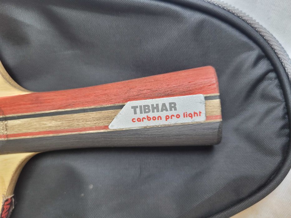 Ракетка Tibhar Carbon Pro Light. Накладки Tibhar Volcano. + чехол Pongori TTC100