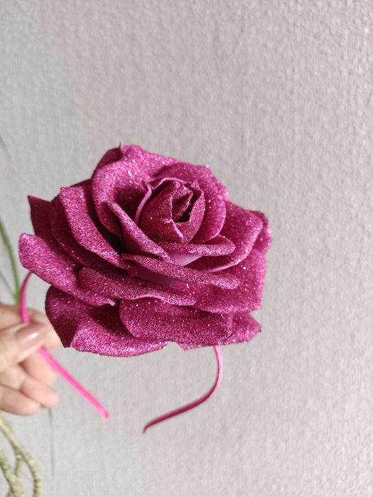 Обруч троянда рожева розочка до костюма квіточка рожева троянда.