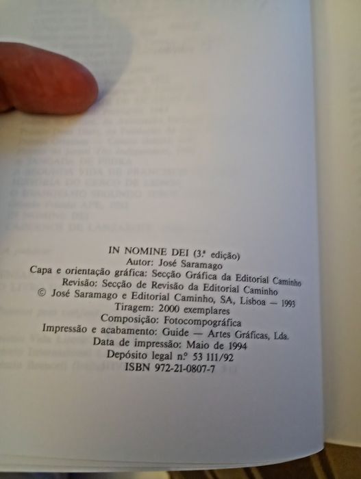 In nominei dei - Saramago - Caminho -- 3 edição - 12E - Cortes de Jupiter por Gil Vicente - Lisboa 1937 - 1 edição - 7E Desde 2E