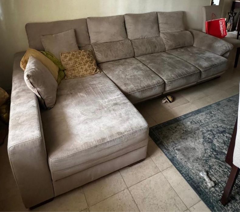 Sofá de Canto com Chaise Longue (2,88m) – Baú de Arrumação e Assentos Extensíveis