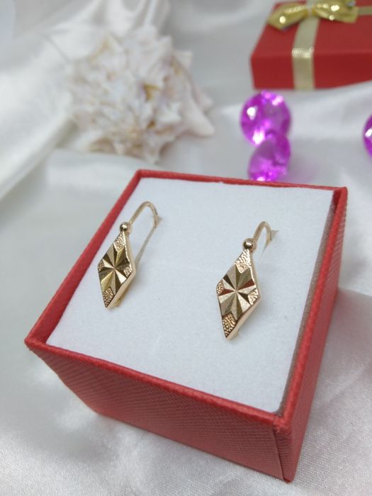 Piękne złote kolczyki Vintage, złoto Golden rose 585