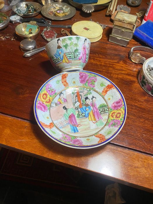 Prato Taça Libação Porcelana chinesa séc XVIII 14,5 cm