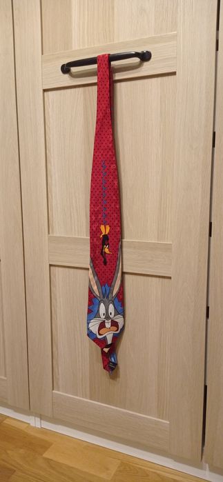Vintage czerwony krawat Warner Bros Looney Tunes Mania Królik Bugs