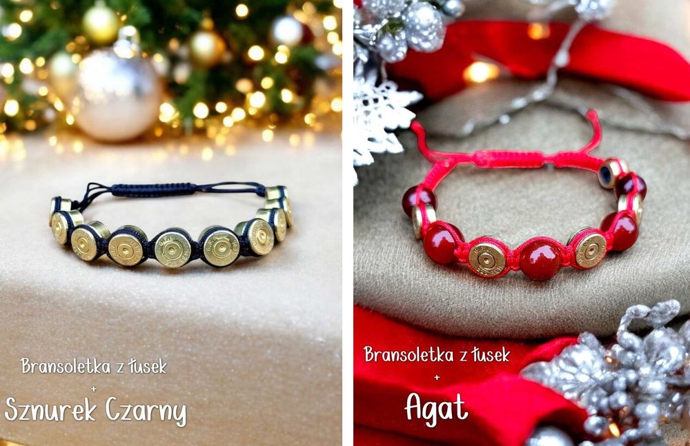 Własnoręcznie wykonana bransoletka łowiecka myśliwska z łusek Handmade