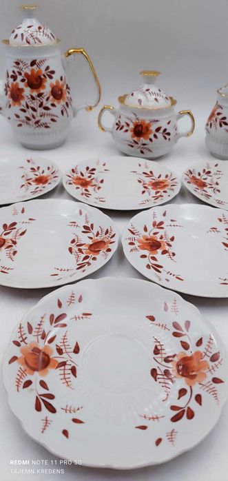 Serwis kawowy Macedonia Włocławek ręcznie malowany Borucki