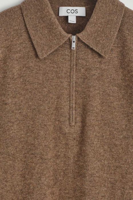 Поло COS Merino Wool Yak Zip-Up (Brown Melange) — Складський розпродаж