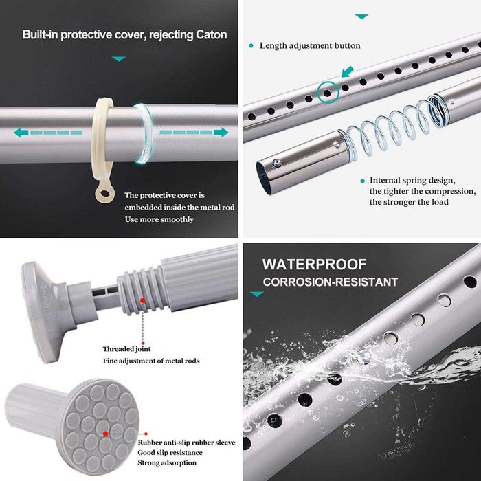 Drążek do zasłon o długości 92 cm - 377 cm,
