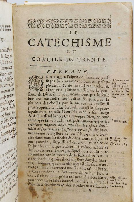 RARÍSSIMO "Catecismo do Concílio de Trento" (em francês). 1686.