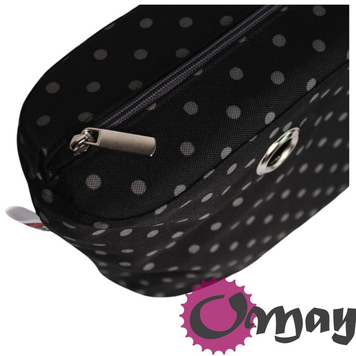 Czarny organizer do OBAG URBAN groszki grafitowe 2 kieszenie VIP OMAY