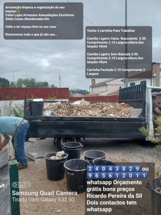 Cargas de Entulho e Mudanças temos Carrinhas caixas abertas e fechadas