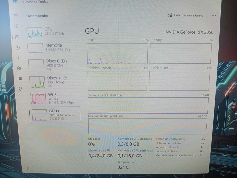 Gigabyte GamingX i5 9600K + RTX3050 8GB + 32GB RAM + SSD + HDD