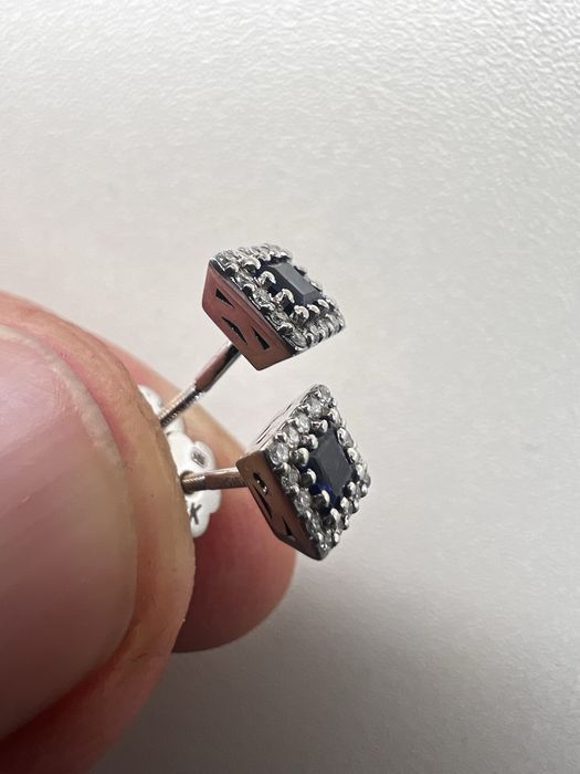 Золотые серьги с бриллиантами и сапфирами 585 пробы 0,54ct