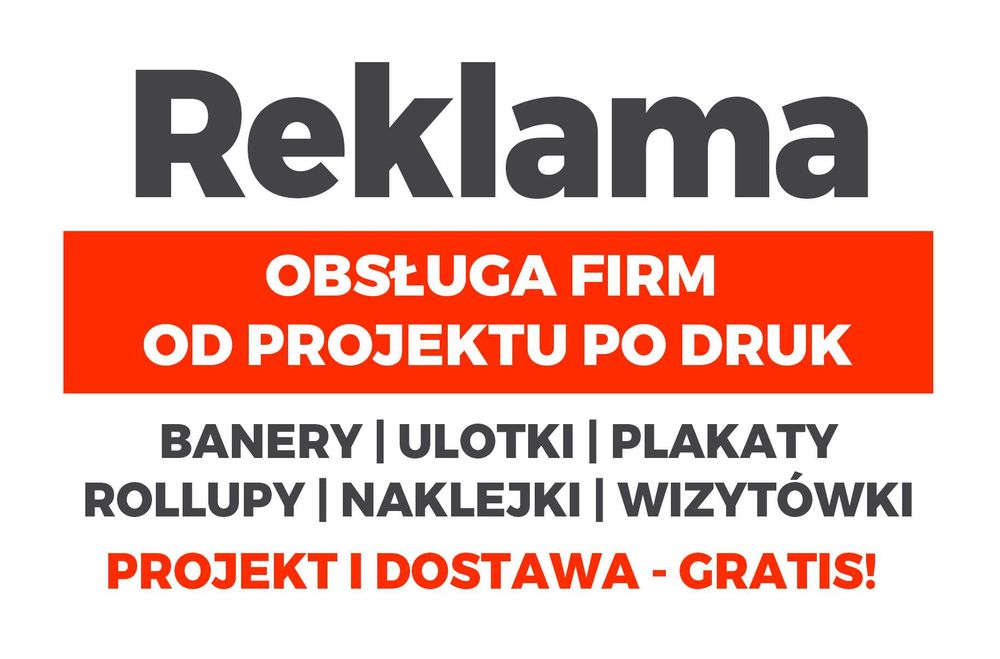 wizytówki baner reklamowy reklama banery szyld tablica ulotki plakaty rollup logo projekt druk reklama