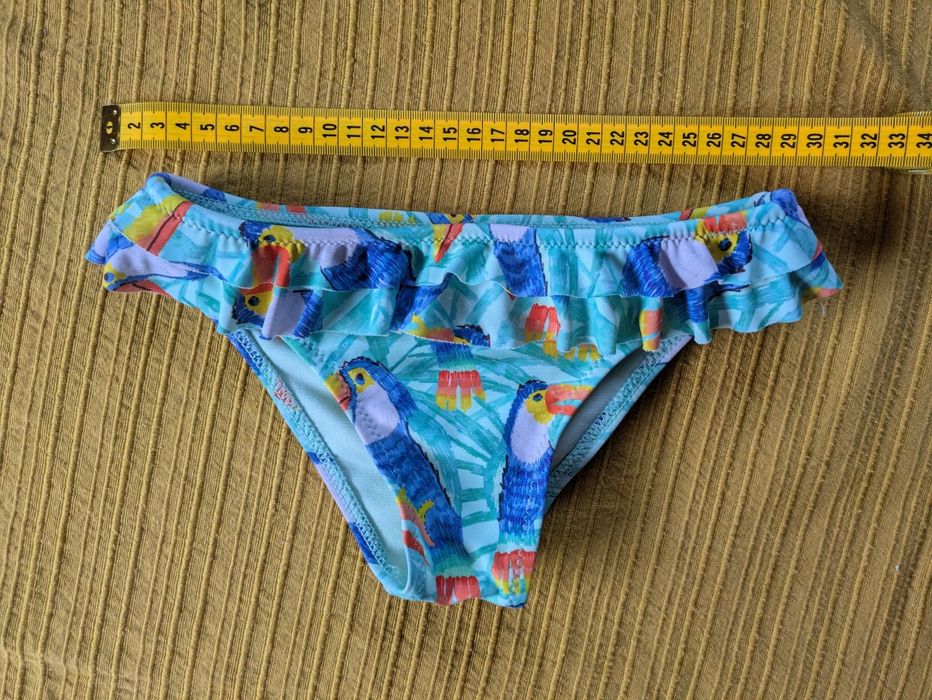 Cueca de Biquíni Menina Azul com Folhos, 5/6 Anos