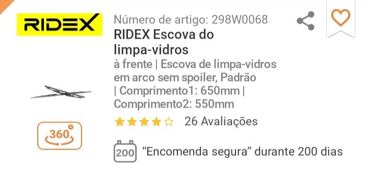 Escovas Limpa vidros (Frente)