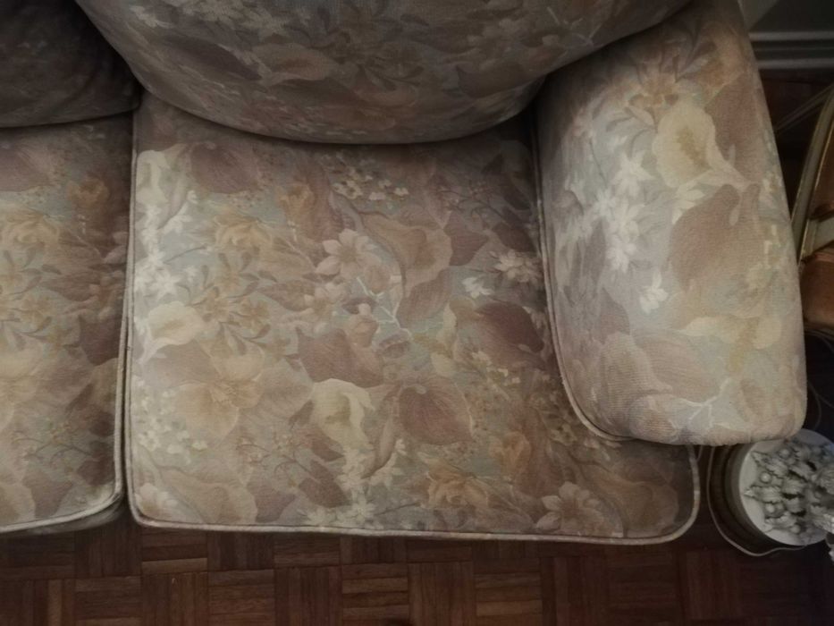 Sofá de 3 lugares e 2 sofás individuais de veludo floral