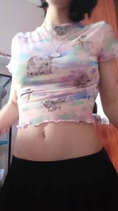 T-shirt de tule com anjos Bershka