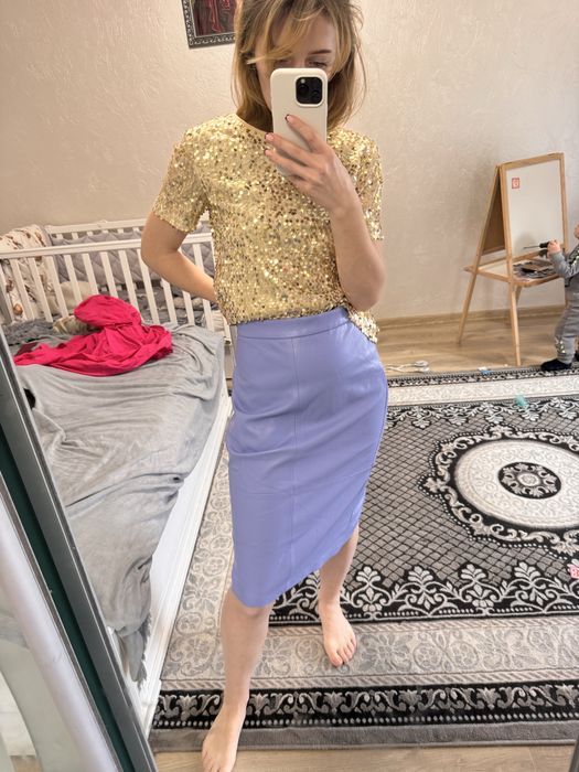 спідниця екошкіри   Голуба