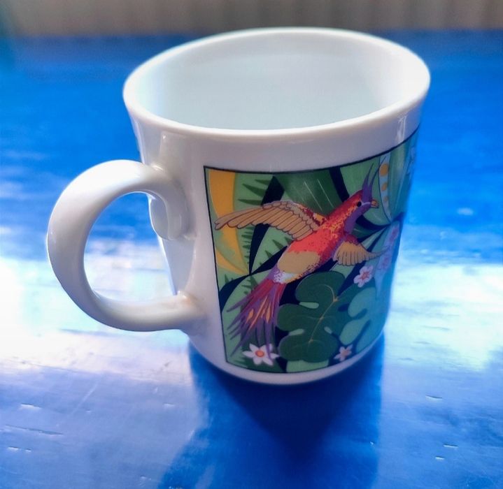 Kubek ptaki egzotyczne Wałbrzych vintage PRL unikat