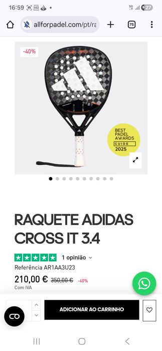 Raquete Padel Adidas Cross It 2025
